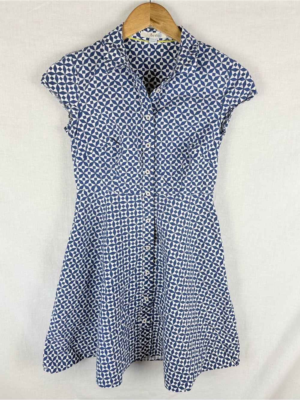 Boden Sophia Cap Sleeve Geometric Print Mini Shirt Dress Size 4P